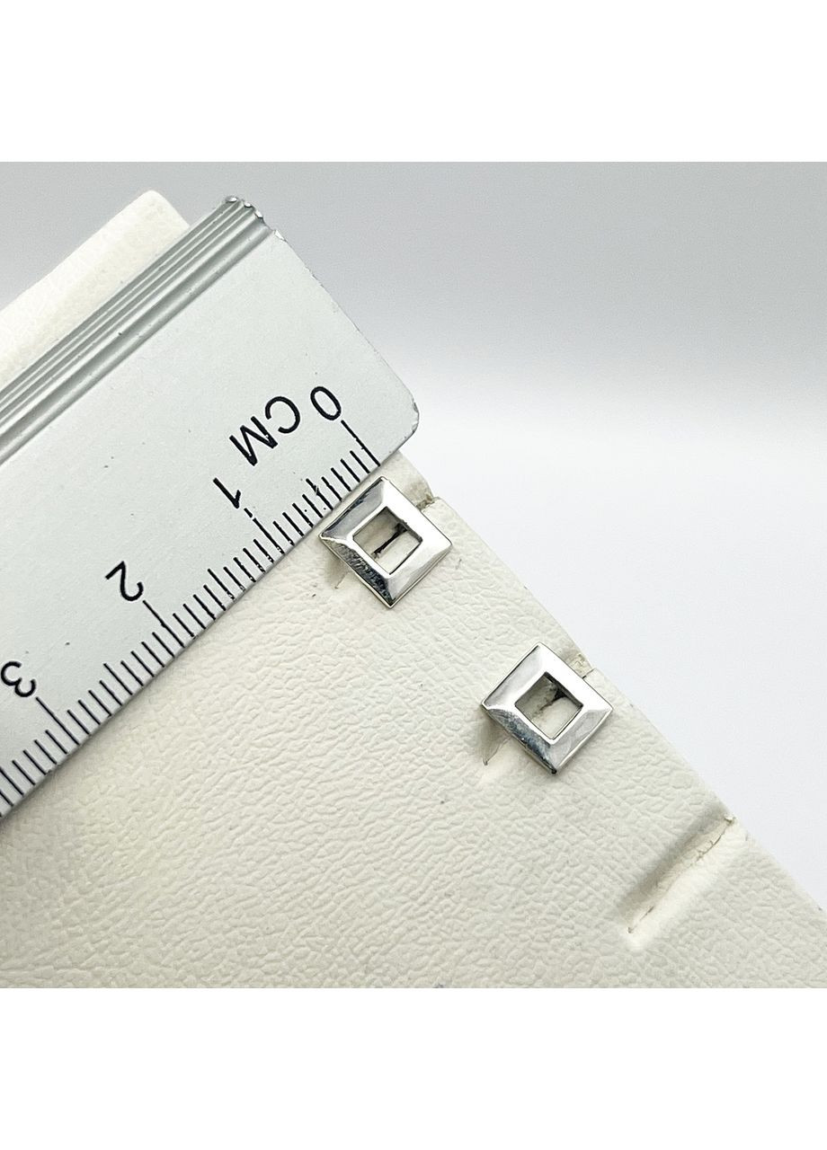 Сережки-пусети срібні "Квадрат" 1,19 г No Brand (369737195)