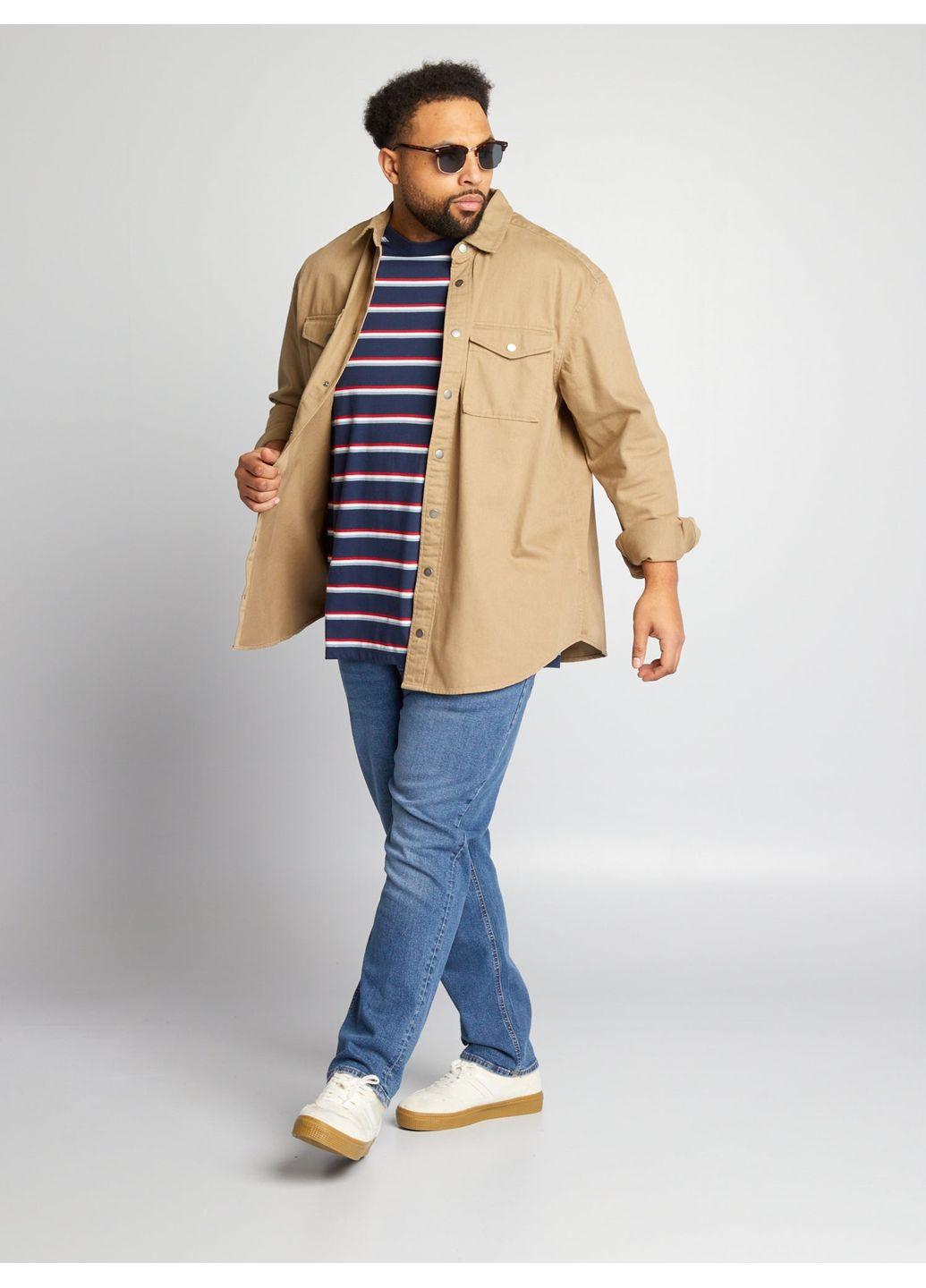 Темно-синяя футболка basic,темно-синий в полоску, Kiabi