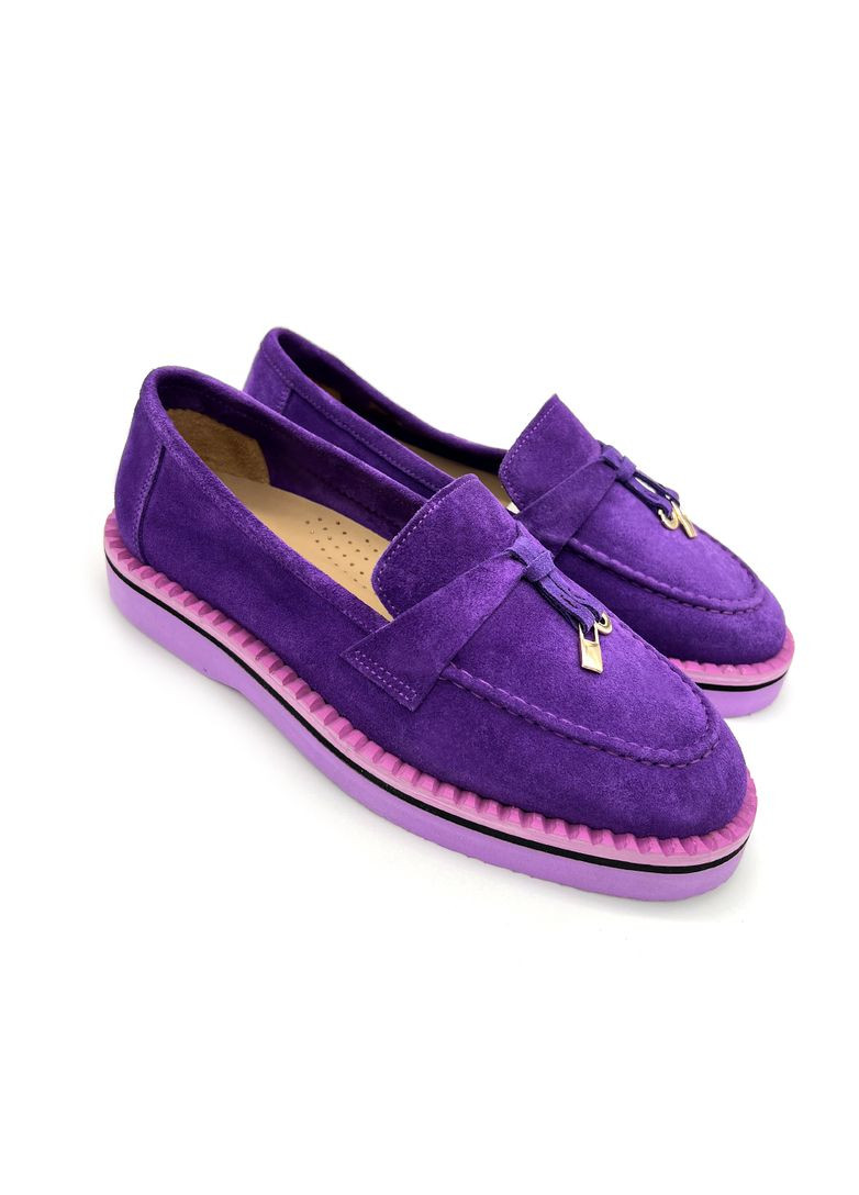 Фиолетовые мокасины женские голубые замшевые. Bengzo Baldini с аппликацией