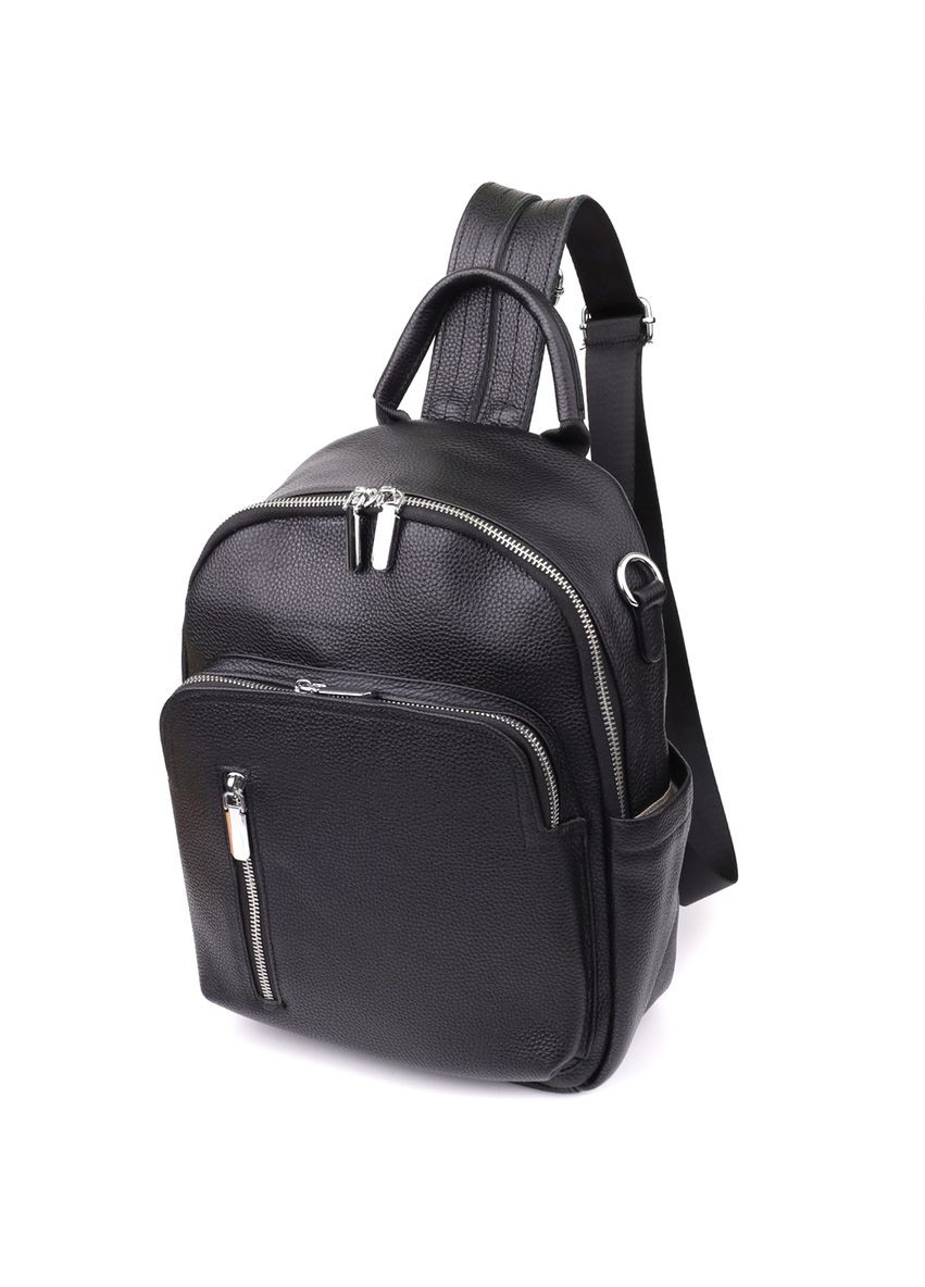 Женский рюкзак из натуральной кожи с большим количеством карманов Vintage Черный No Brand (352167698)