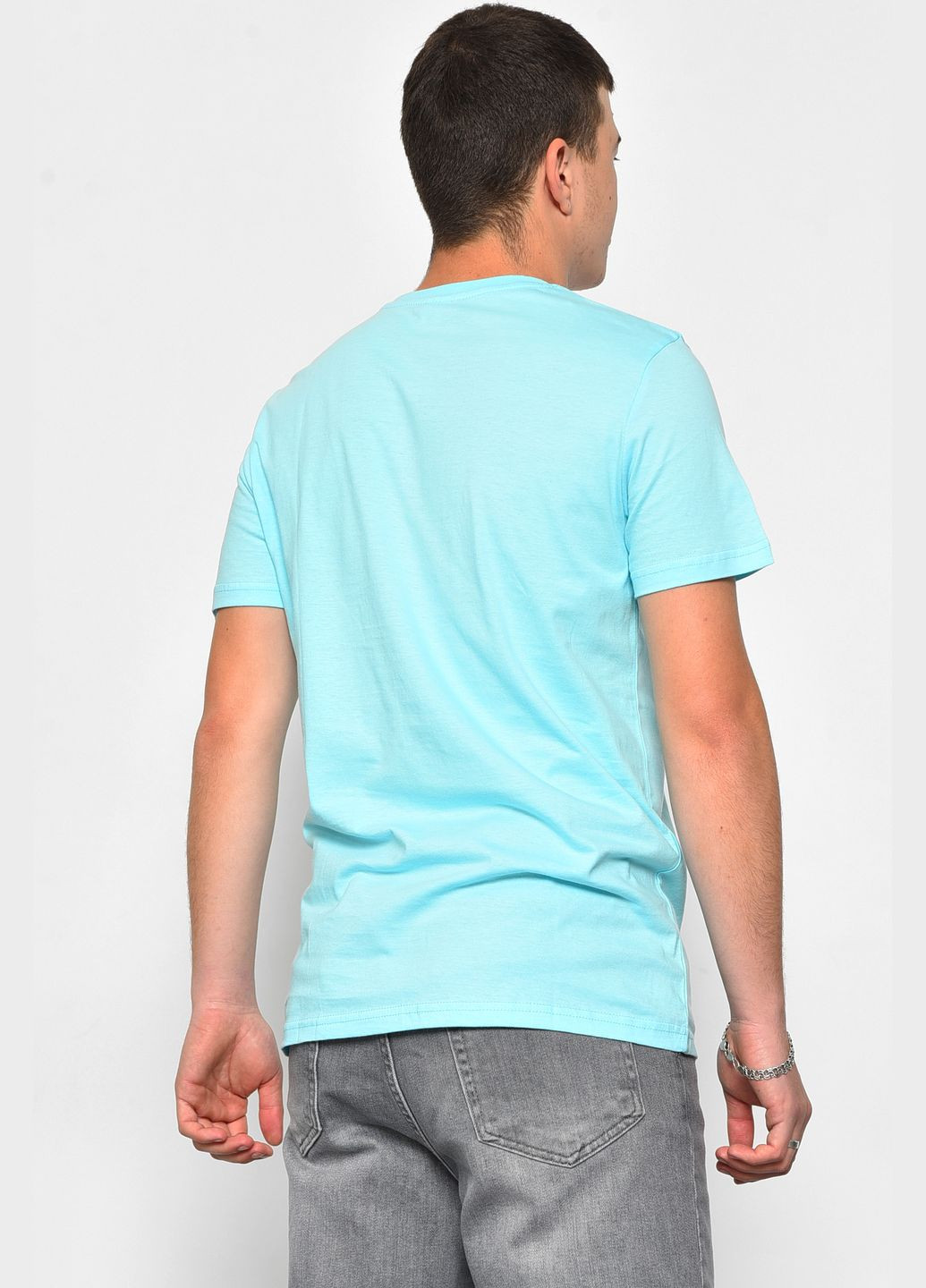 Голубая футболка мужская полубатальная голубого цвета Let's Shop