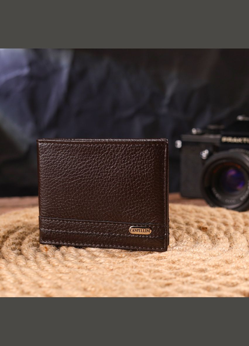 Надійний затиск із натуральної зернистої шкіри коричневий 21517 Canpellini (329198227)