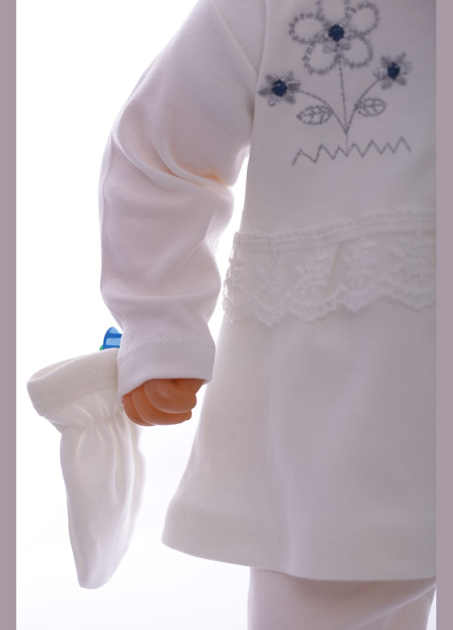 Білий демісезонний комплект кофта, сорочечка та пов'язка для дівчинки качечка білий 56 см (36996) BABYKROHA