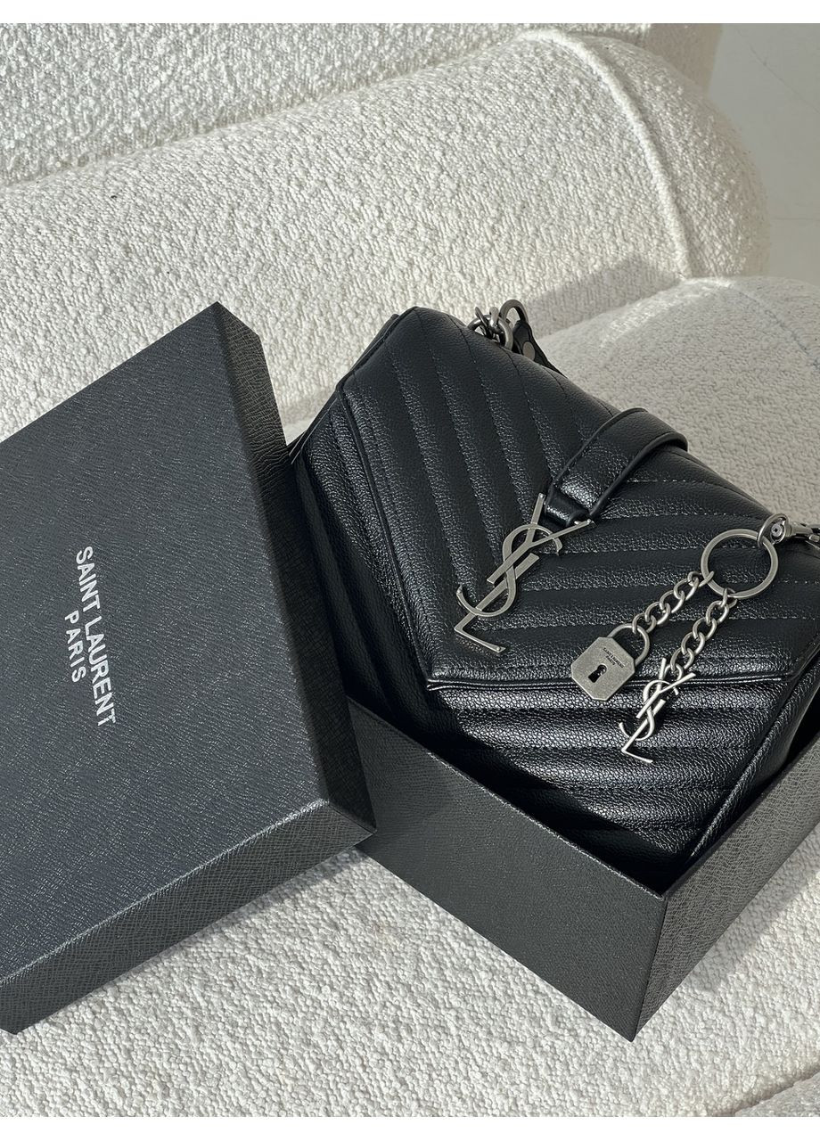 Женская сумка College Medium YSL серебро клатч Prem No Brand (369935448)