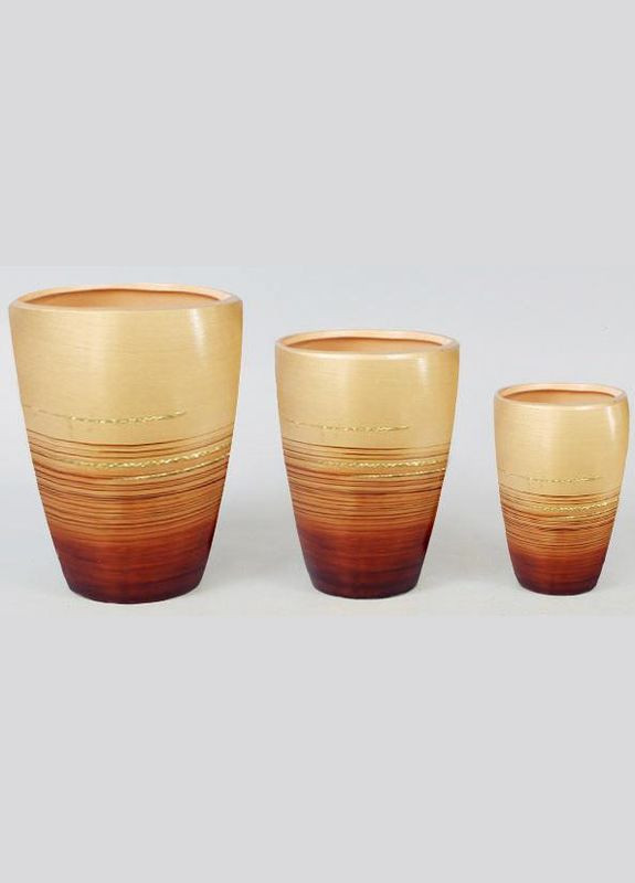 Набір 3 вази Gold Motifs Brown 17.5см, 15см і 12см Bona (329896105)