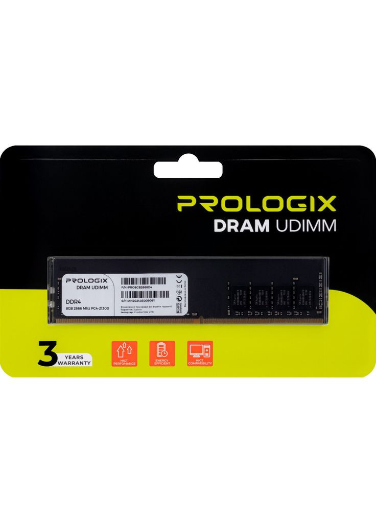 Модуль памяти для компьютера DDR4 8GB 2666MHz (PRO8GB2666D4) Prologix (305319980)