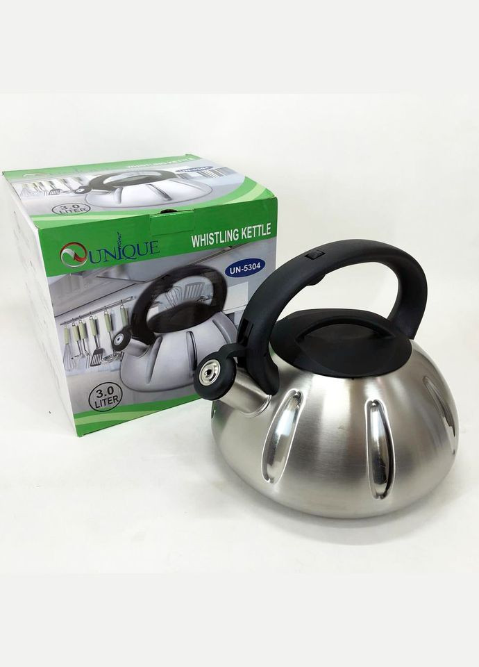 Чайник UN-5304 зі свистком 3 Л, чайник для газової плитки, металевий чайник, чайники для плит Unique (364665747)