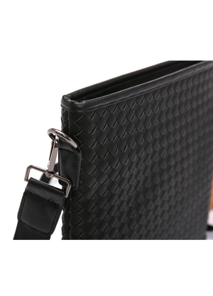 Чоловіча плетена сумка планшетка велика чорна екошкіра Eton (334729483)