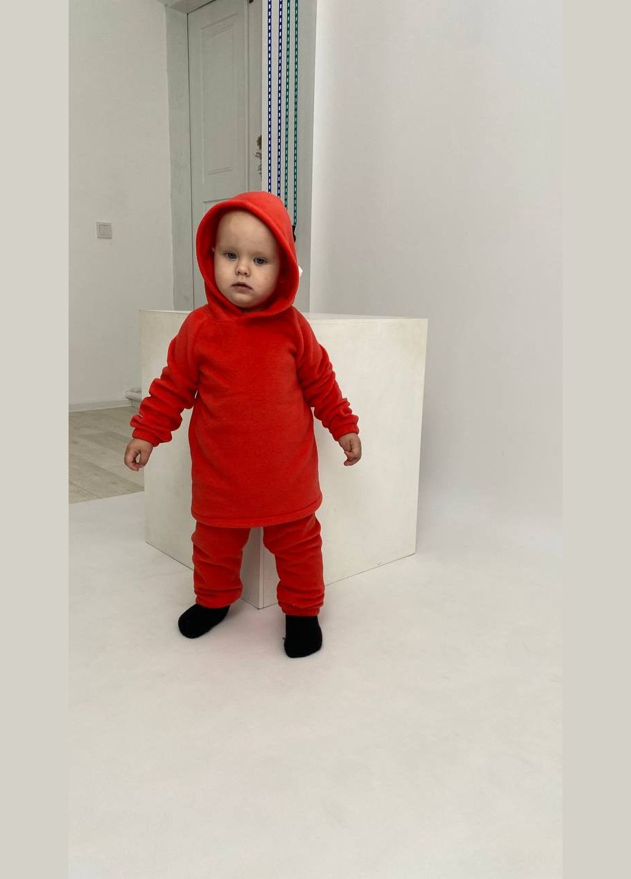 Красный зимний флисовый костюм для малышей No Brand