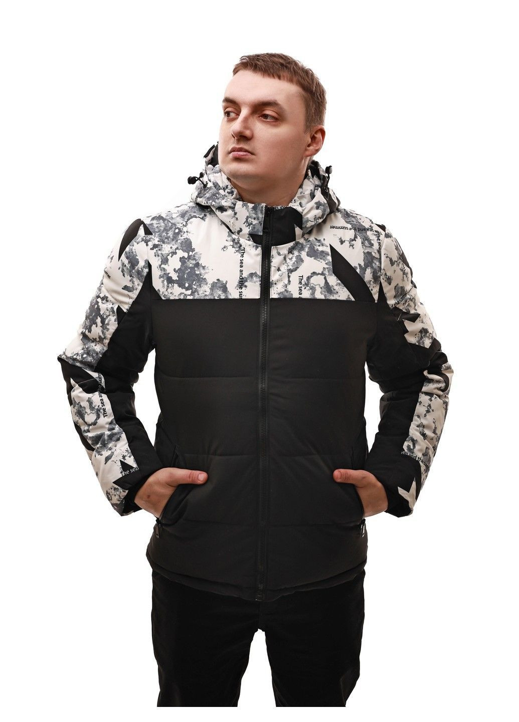 Чорно-біла куртка зимова чоловіча BIHOR