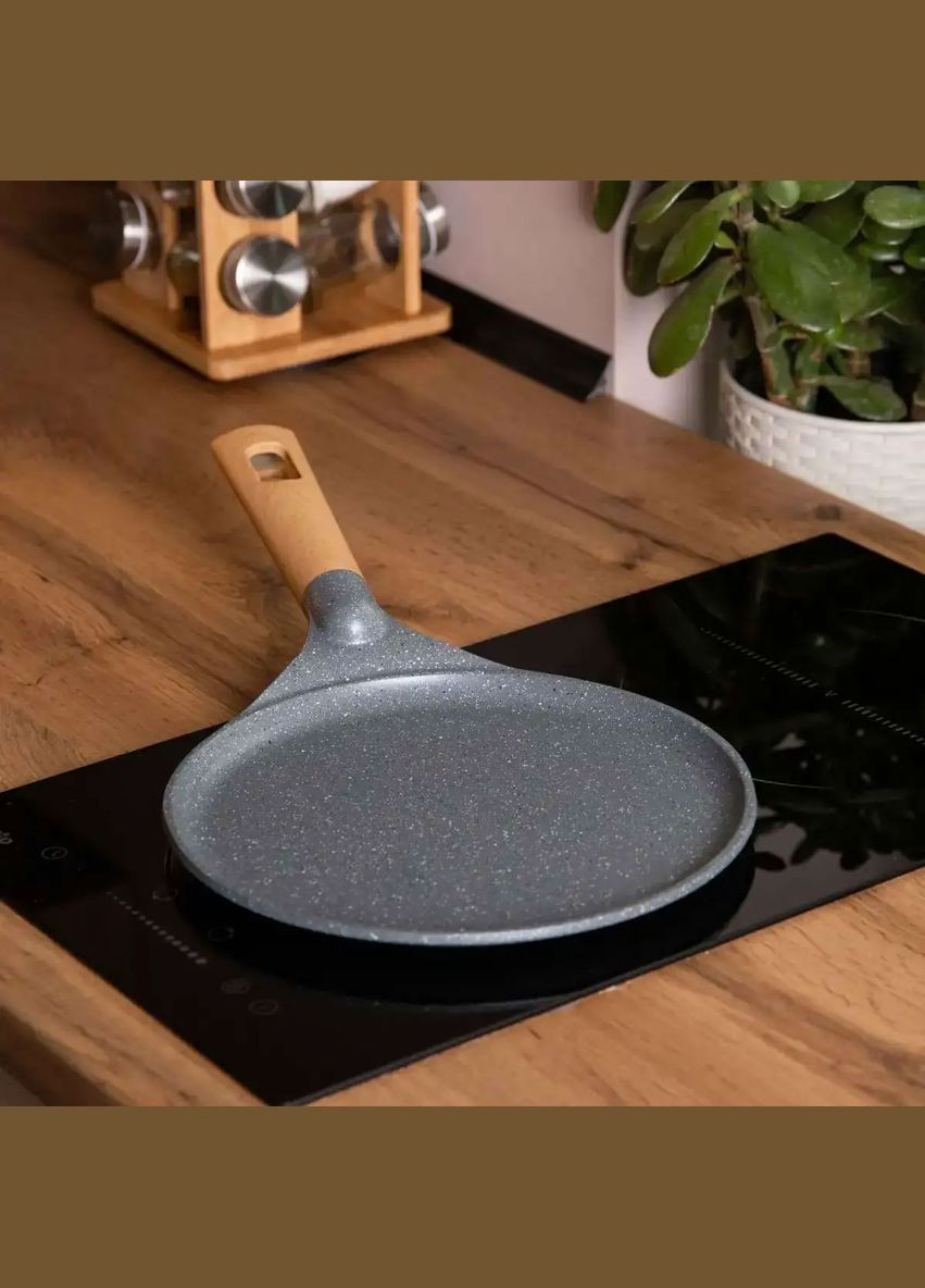 Алюминиевая блинная сковорода с мраморным антипригарным покрытием Ø 24 см, толстое дно серый MGC (356460616)