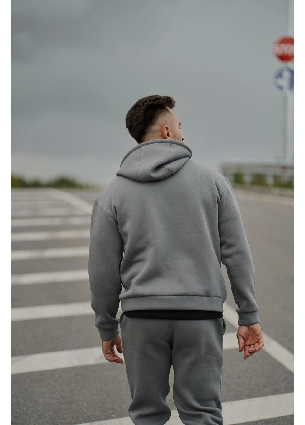 Худи мужское осень зима на флисе HW HOOD серое Handy Wear (296663380)