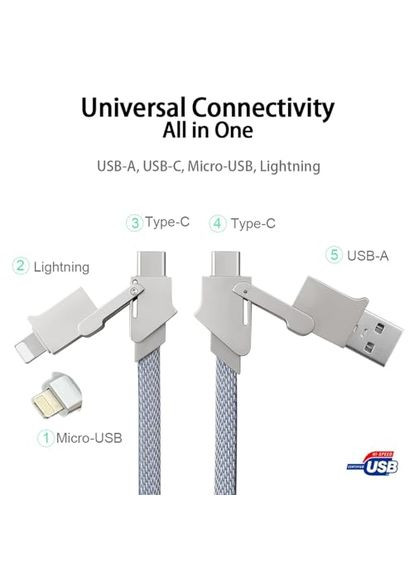 Кабель type-c lightning MicroUSB для швидкісного заряджання android iphone 100W ( 6-в-1) No Brand (331902670)