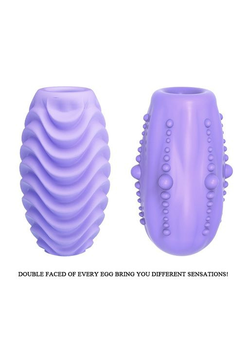 Мастурбатор яйце двостороннє, рельєфне, фіолетове, 8.6 х 4.6 см Pretty Love (297395692)