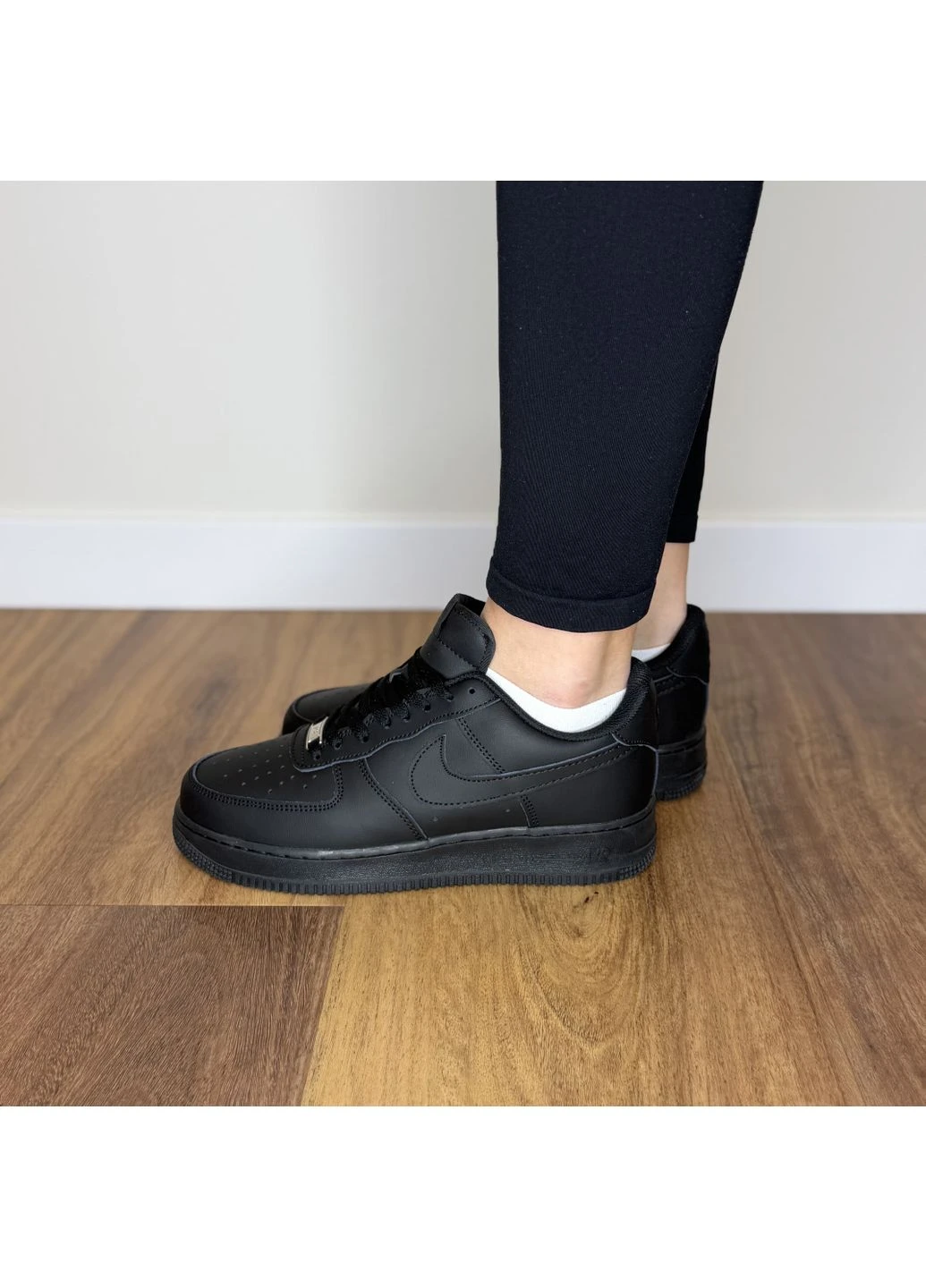 Чорні літні кросівки nike air force 1 07 black premium найк аір форс 1 No Brand