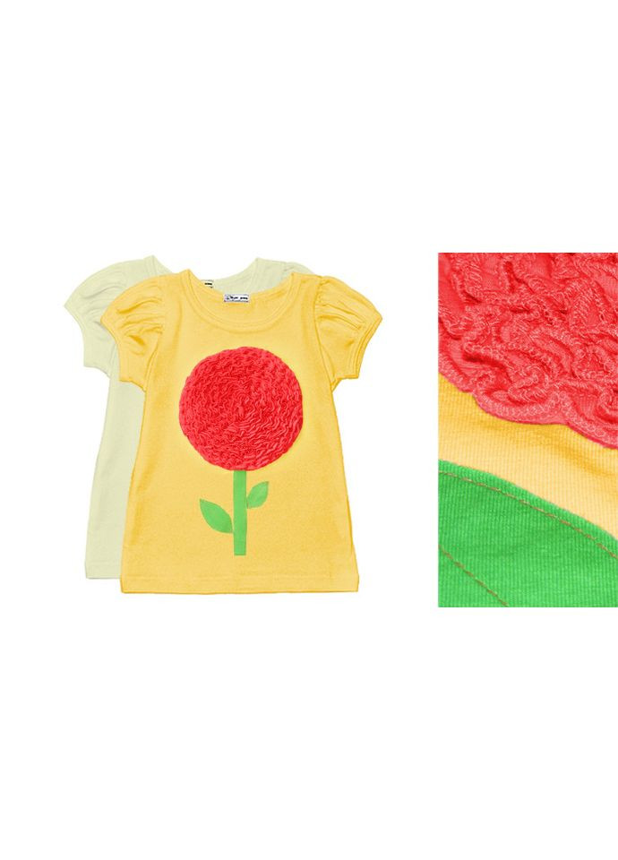 Желтая летняя футболка детская для девочки "цветочек" Модні дітки