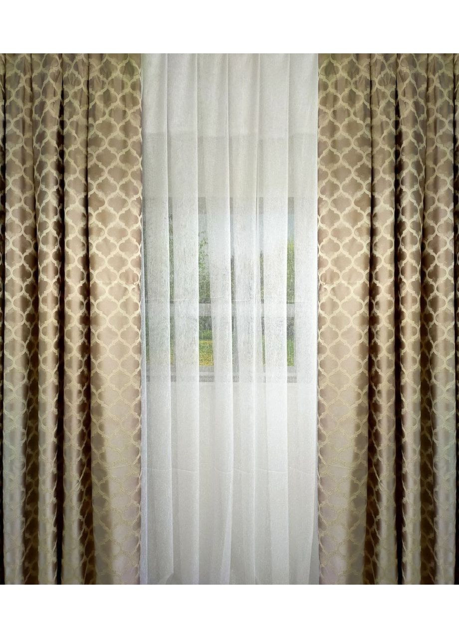 Комплект Штор с рисунком "Волнистые вензели" крем 100х240 No Brand (353829110)
