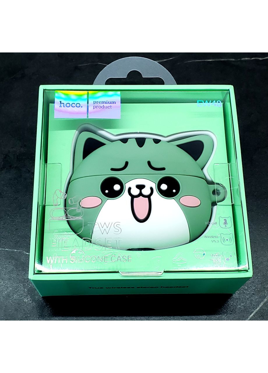 Бездротові Блютуз-навушники EW48 котик 300 мА·год 4 години хакі Hoco (353497626)