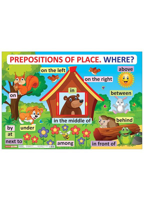 Учебный плакат Английский язык Предлоги места 15104151 формат 61 х 88 см Ranok Creative (366977504)