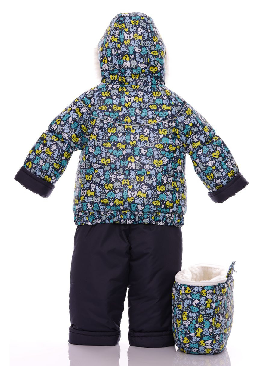 Комбінезон Конверт для хлопчика на хутрі з принтом Тварин трійка синій 98 см (50649) BABYKROHA (297200879)