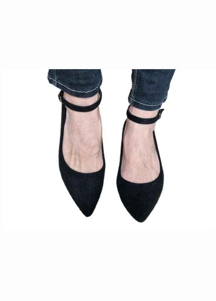 Yimeili Жіночі замшеві туфлі низький каблук ремінець туфлі-човники чорний з штучна замша, китай — (305076318)