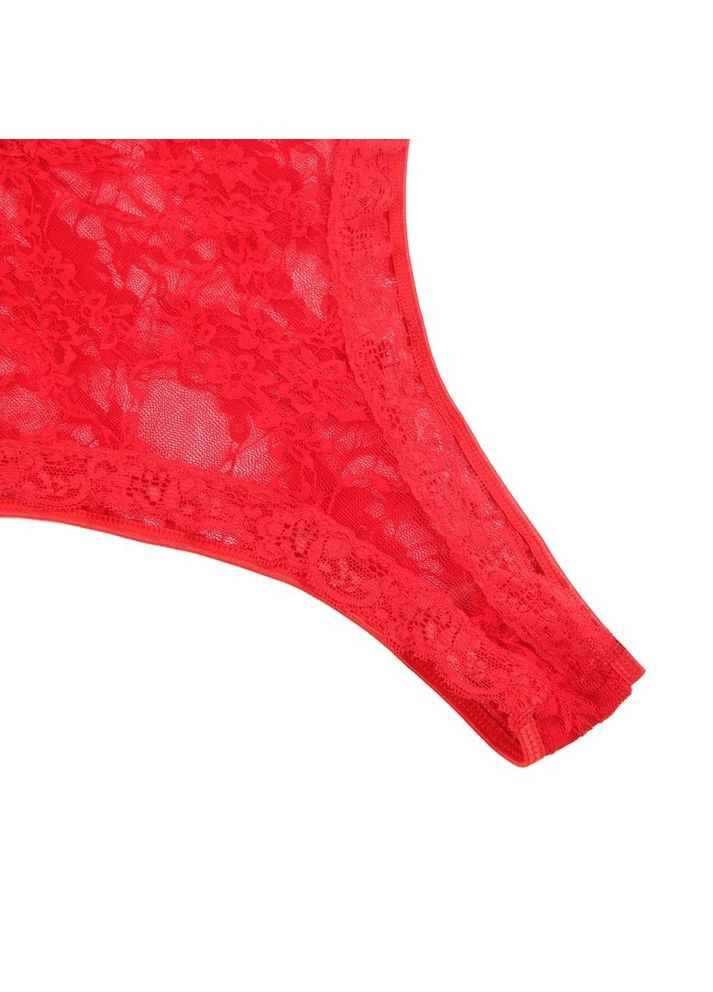 Боди с чулками кружевное, полупрозрачное, красный, ХL Star Night (334709770)