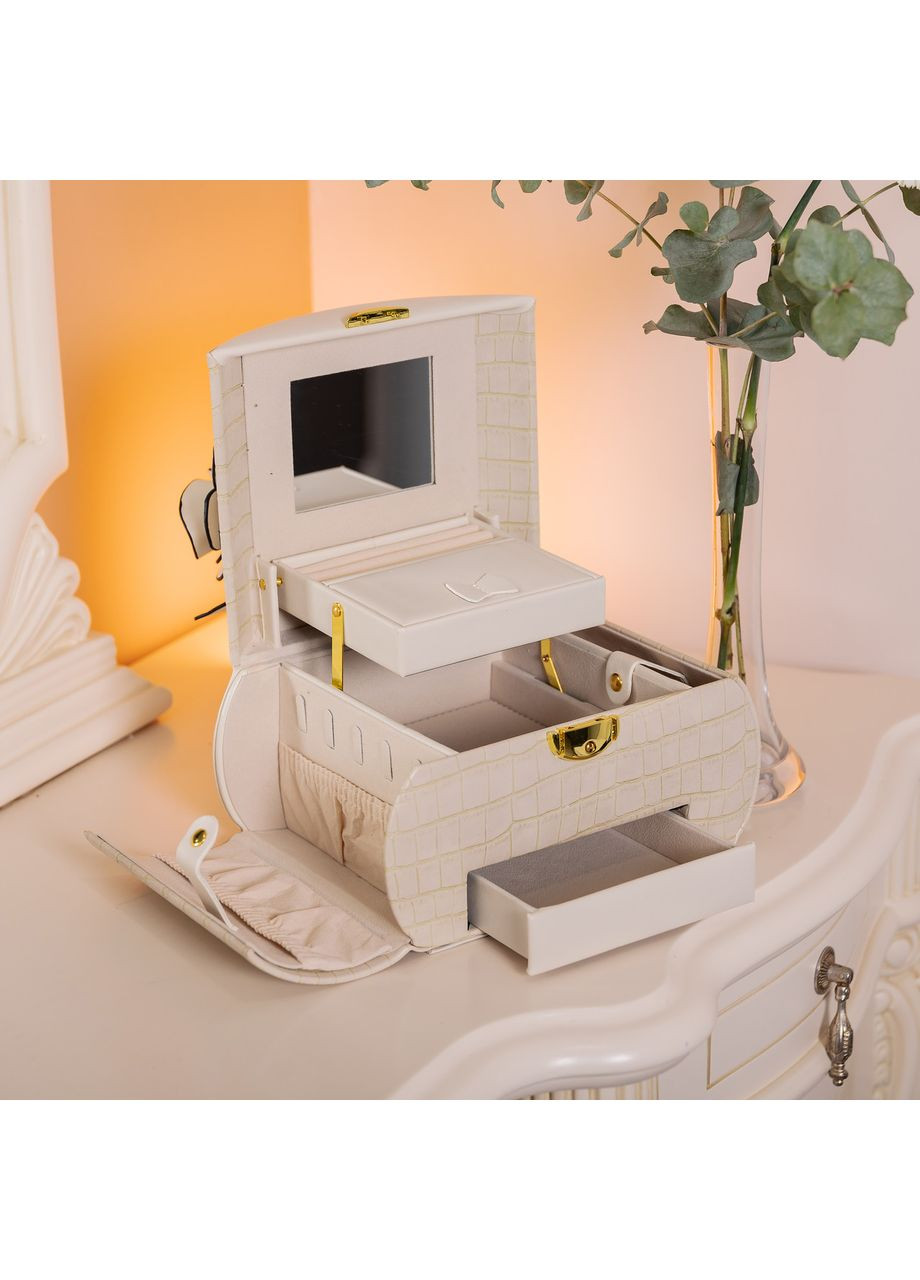 Скринька для прикрас з еко-шкіри, 3 яруси із замком Yiwu (360455013)