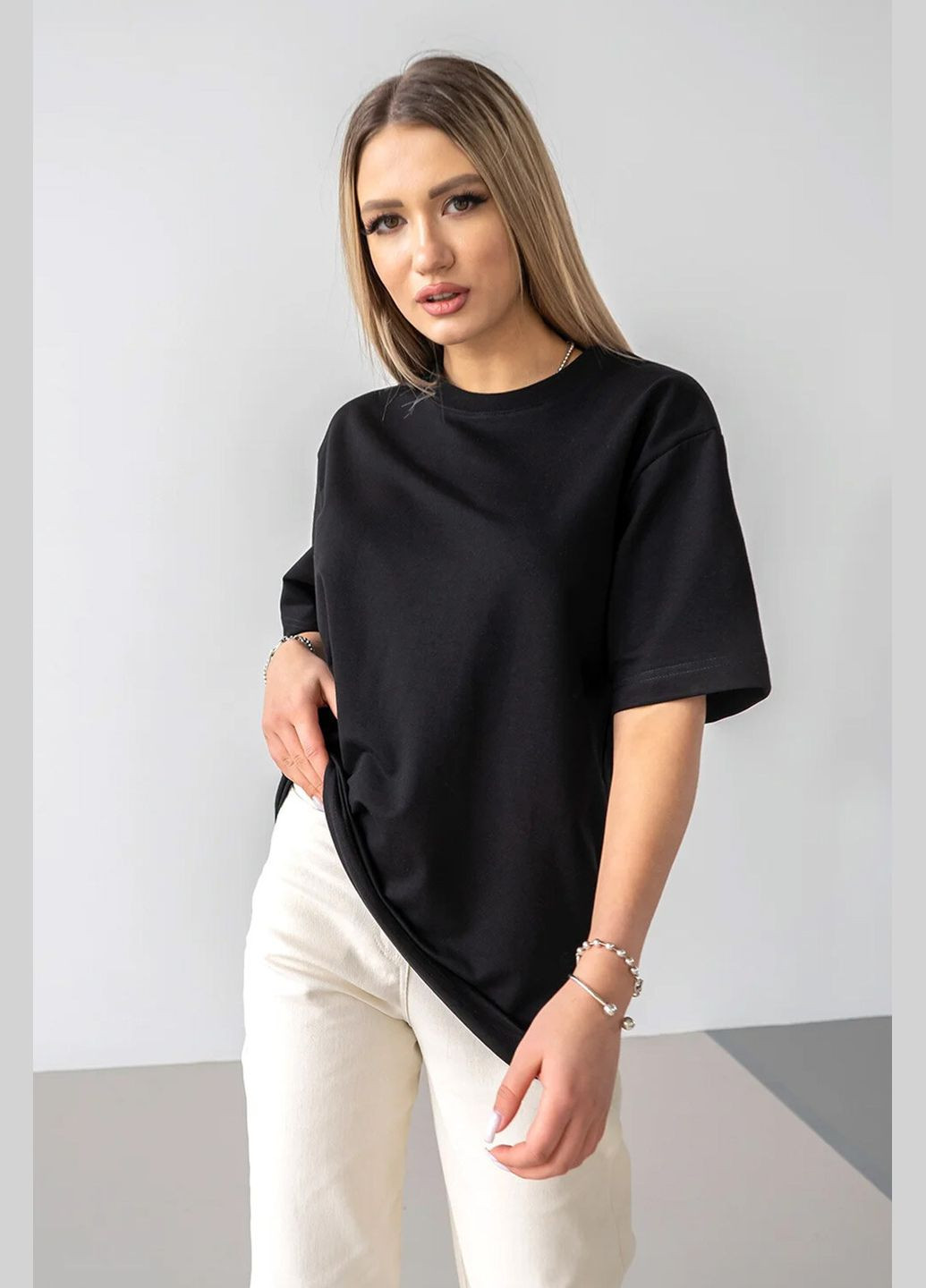 Жіноча футболка Оверсайз OVER Чорна Teamv - (337115759)