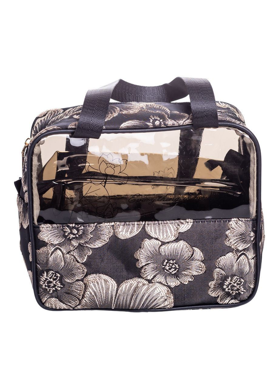 Прозорі жіночі косметички 2 шт чорні для зберігання косметики та ліків дорожні сумки Yiwu (370603273)