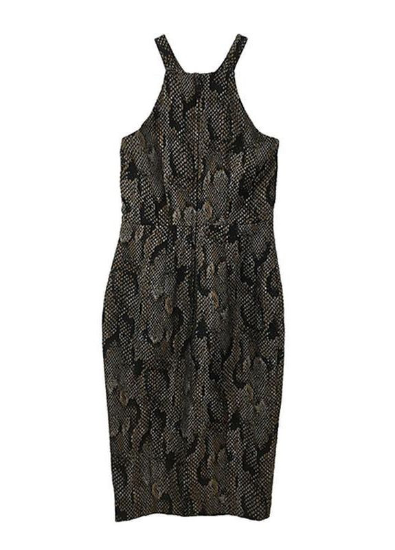 Чорна сукня міді з відкритим верхом H&M зміїний