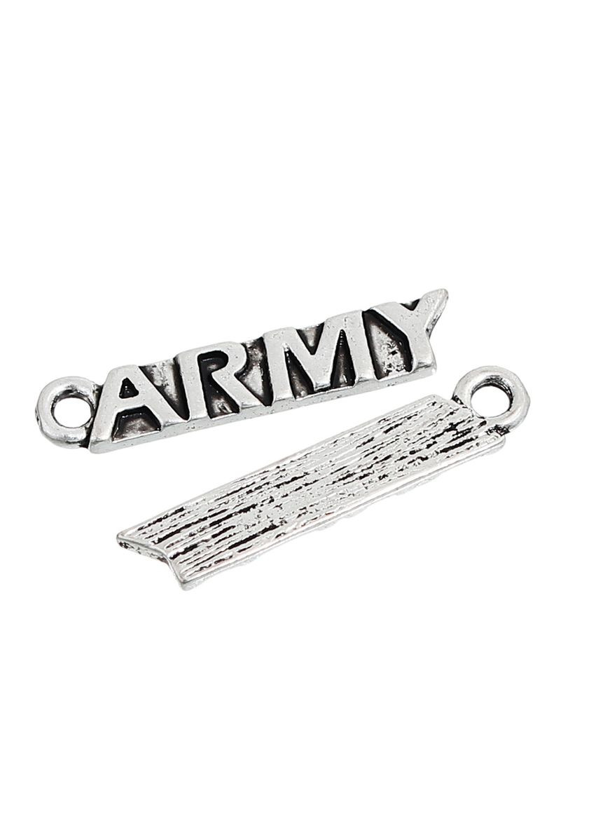 Підвіски металеві Кулон ARMY армія Античне срібло 24 мм x 5 мм Finding (334729225)