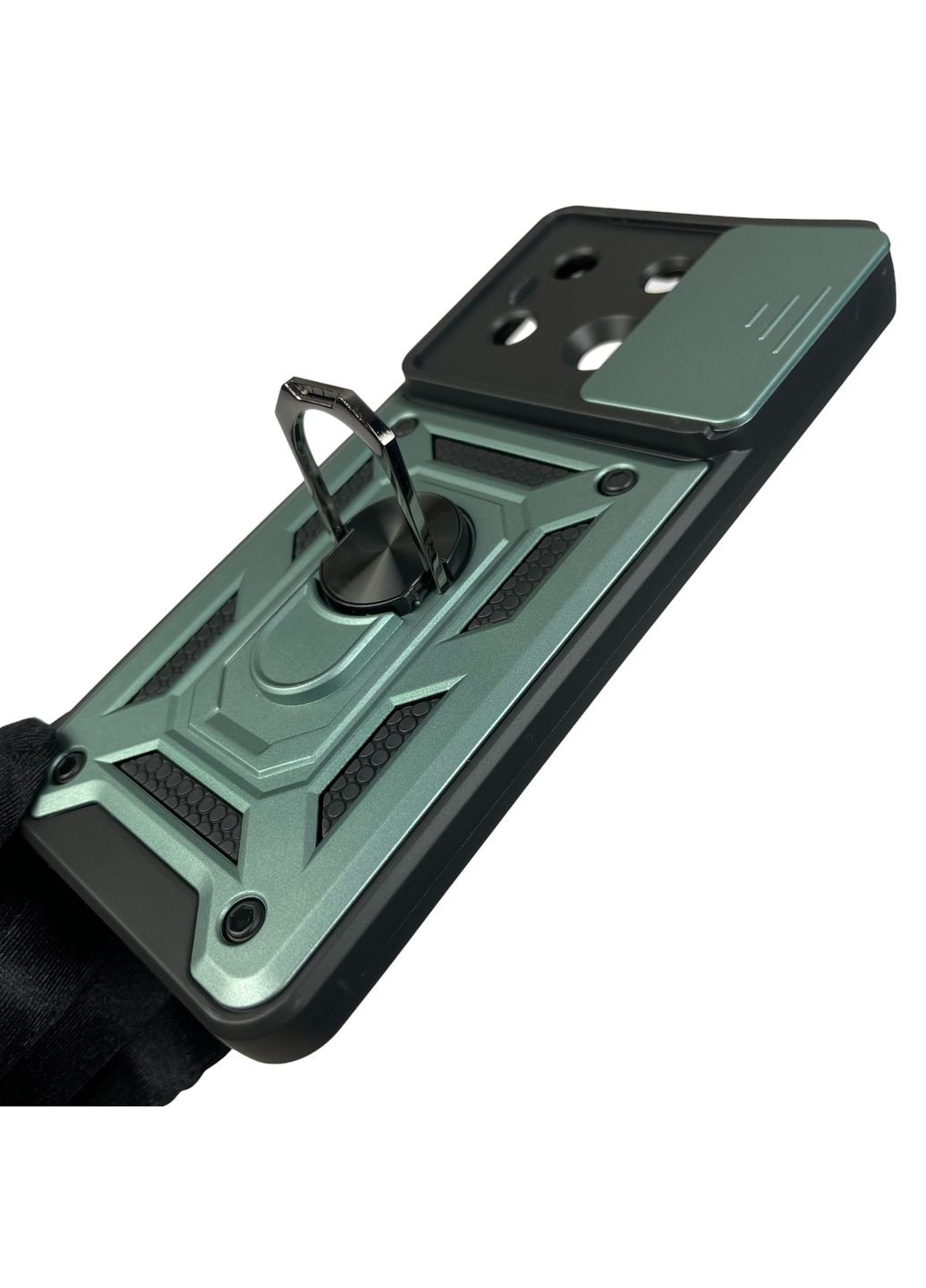 Чохол для POCO X6 броньований з кільцем підставкою зі шторкою на сяомі поко х6 зелений rg1 Xiaomi (366387645)