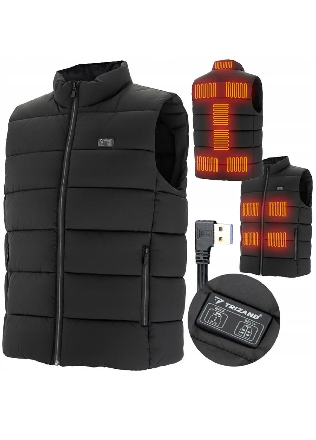 Жилетка унісекс з підігрівом живленням від USB 11 зон нагріву 3 рівні температури 2 окремі кнопки (482084-Prob) Розмір L Unbranded (370209077)