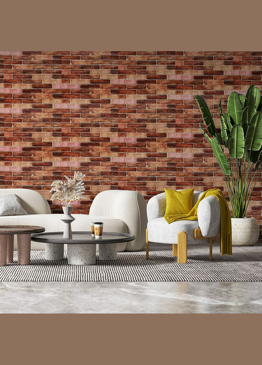 Самоклеюча 3D панель 19600x700x3мм Коричнева Катеринославська Цегла SW-00001469 Sticker Wall (327088579)