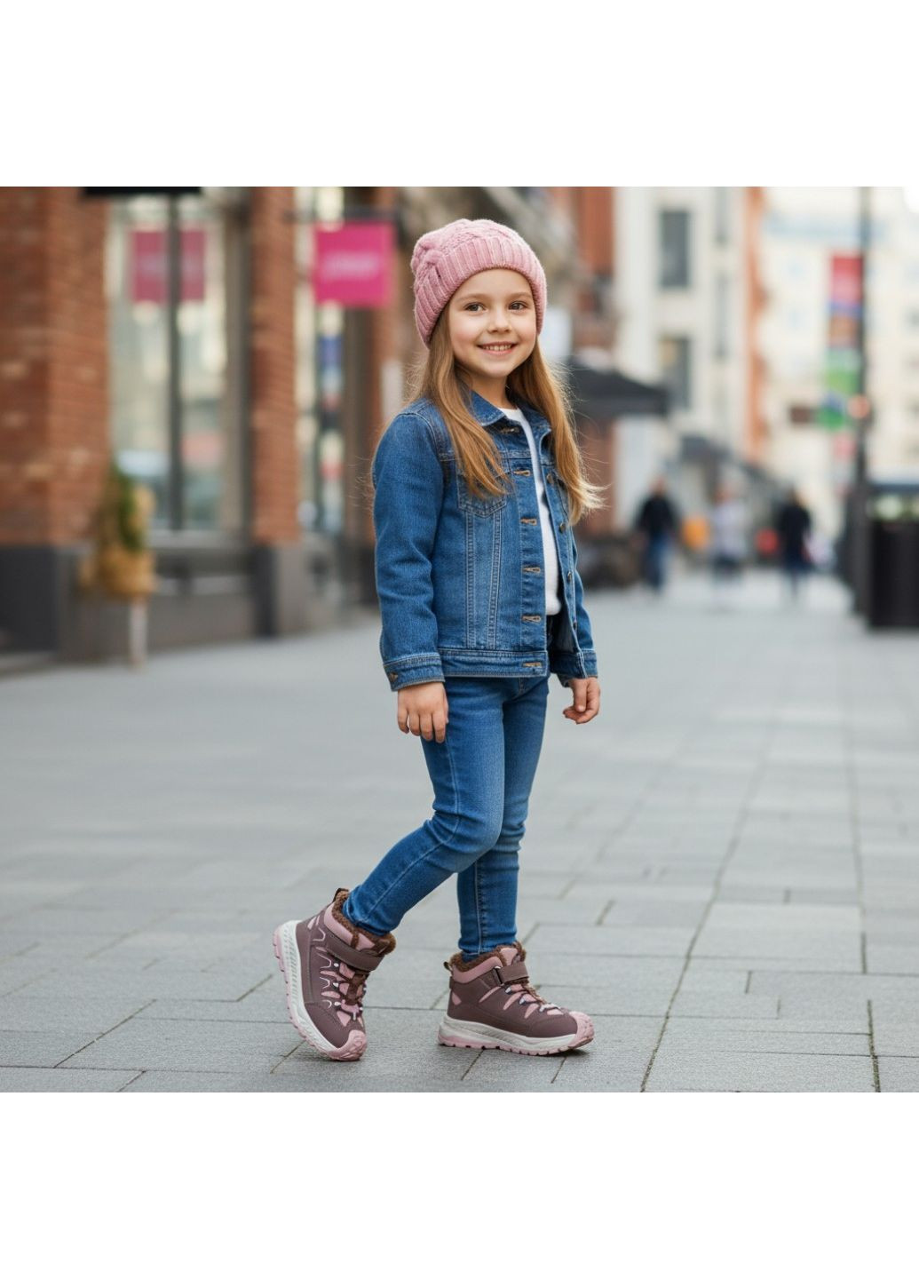 Зимові черевики на овчині для дівчинки, дутики на липучках, зимові хайтопи для дівчинки Tom.M (367049734)