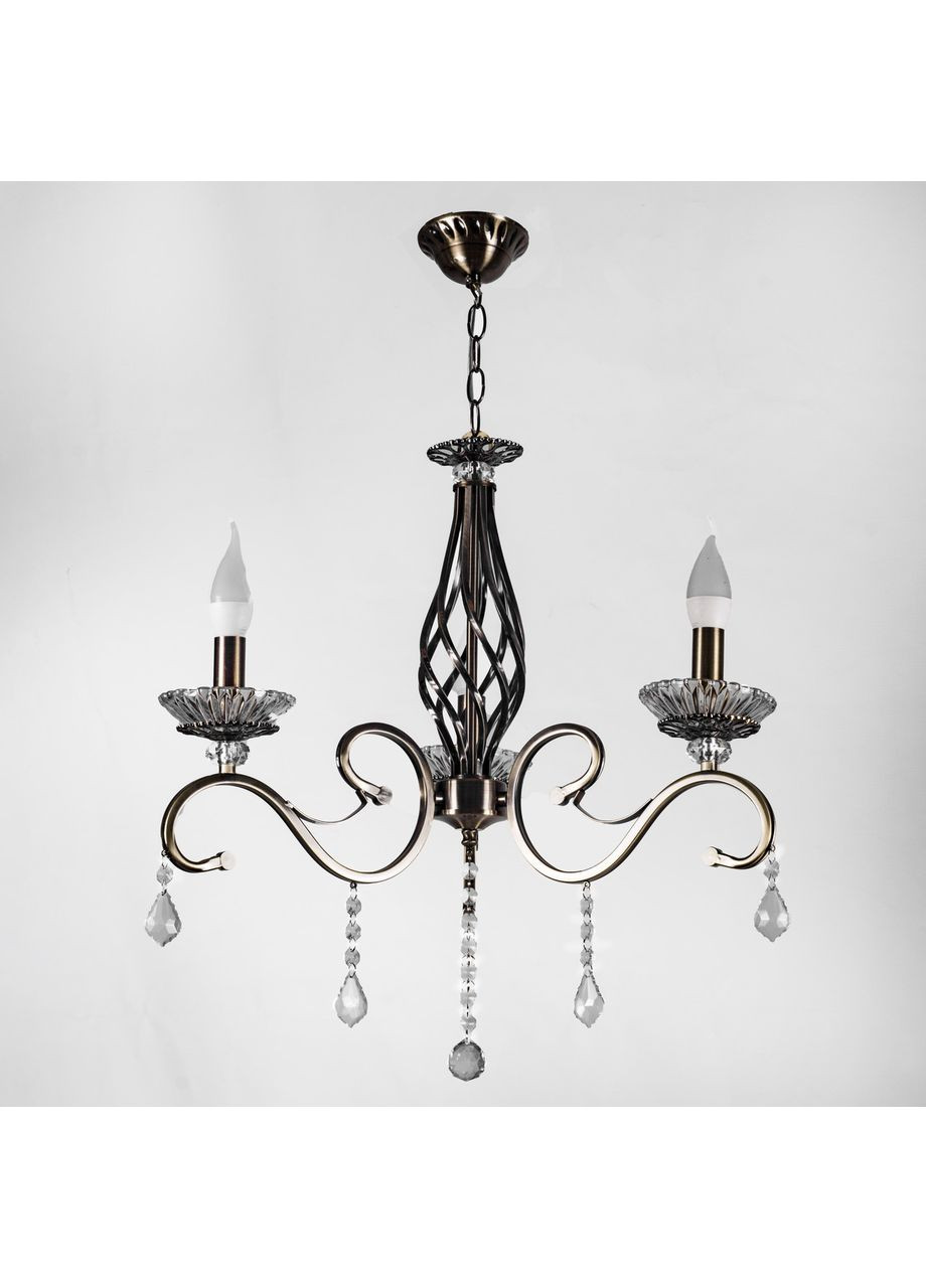 Класична люстра "свічка" з елементами кришталю на 3 лампочки(антична бронза) N1208A/3/AB No Brand (352230284)