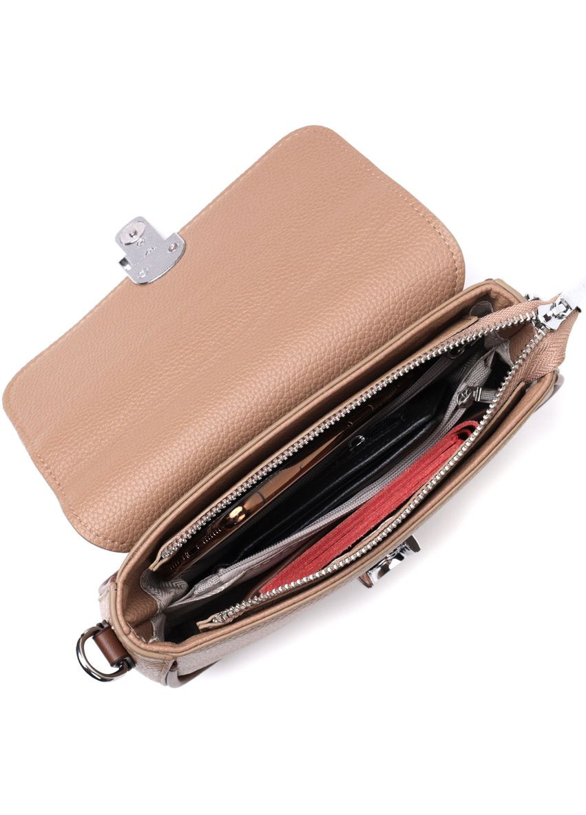 Жіноча напівкругла сумка з магнітом-засувкою з натуральної шкіри Vintage бежевий (sku_22440) No Brand (329853412)