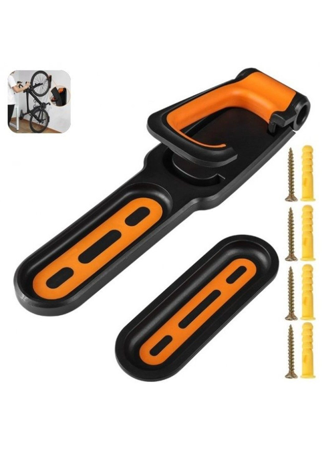 Крепление кронштейн велосипеда на стену за колесо с подставкой, оранжевый Hongsenbike (302661793)