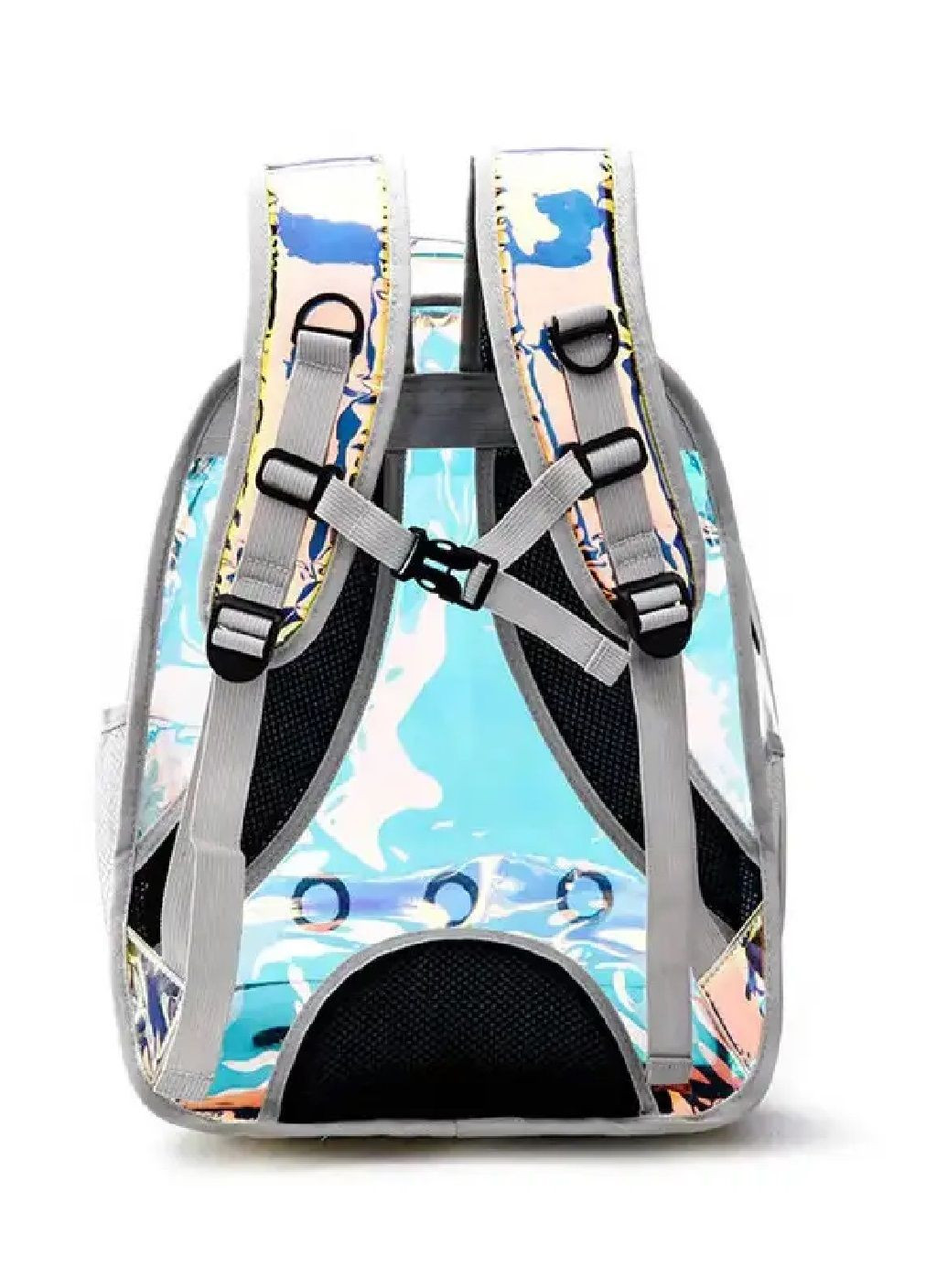 Рюкзак переноска водонепроникна для тварин котів собак з прозорою стінкою 42х31х28 см (477207-Prob) Голографічний білий Unbranded (295469377)