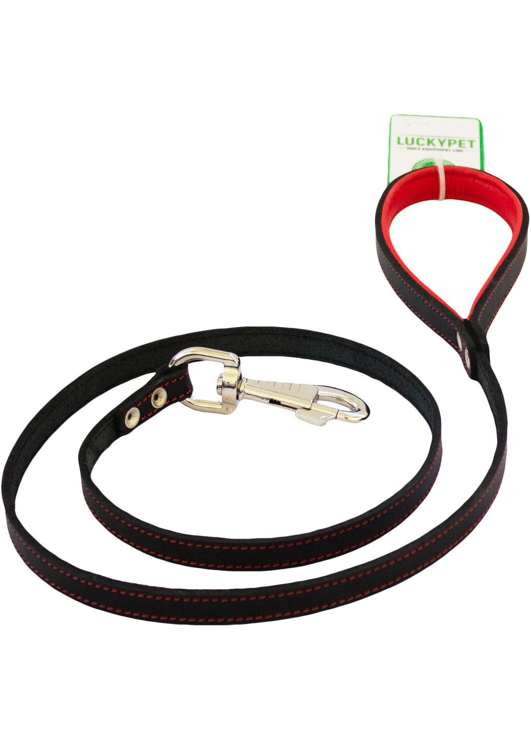 Повідець шкіряний 2.0/120 см Чорно-червоний (4820224217222) Lucky Pet (332880113)