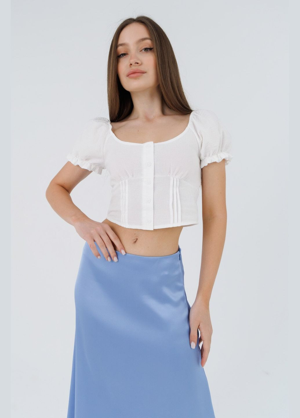 Молочна блуза однотонна жіноча 2421 (2000990588937s) shop (2000990588937) No Brand