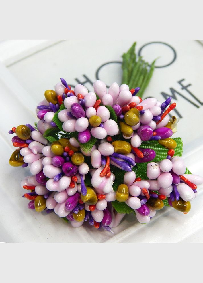 Искусственные тычинки Сказка, букетик, розовые/малиновые, 12 шт No Brand (340484392)