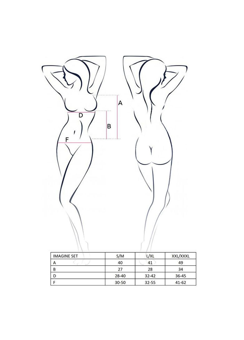 Черный демисезонный комплект белья imagine set openbra s/m, black, лиф - мини-сорочка, трусики с оборками Passion