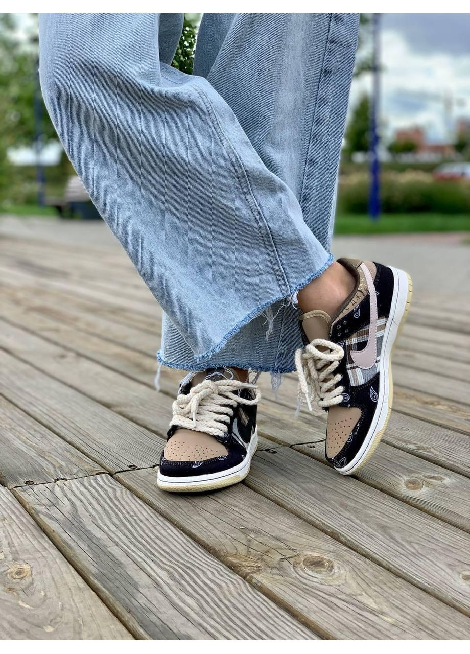 Серые демисезонные кроссовки мужские nike sb dunk low x travis scott cactus jack grey найк сб данк No Brand