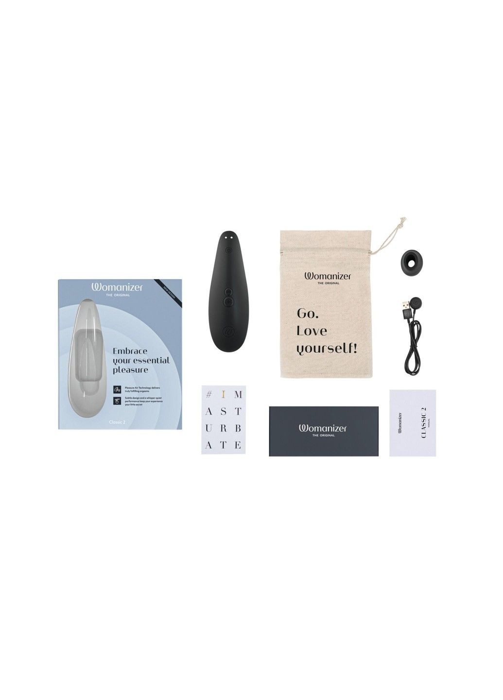 Вакуумний кліторальний стимулятор Classic 2 - Black, 10 режимів, функція Afterglow Womanizer (298349021)