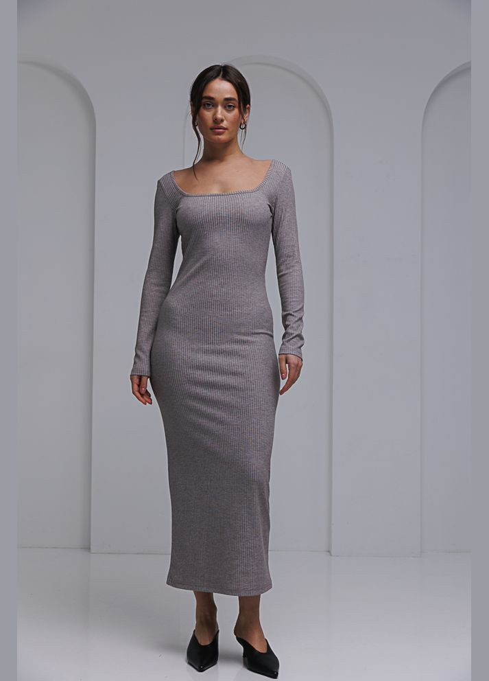 Бежевое платье из трикотажа в рубчик Arjen