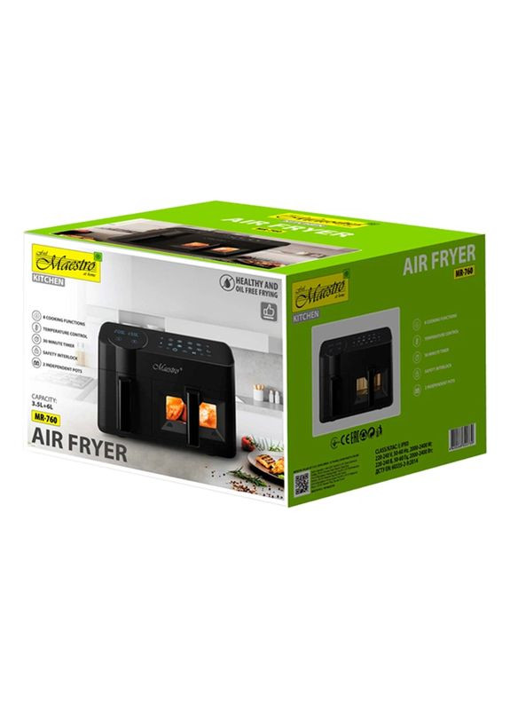 Мультипечь MR-760 аэрофритюрница с двумя чашами и системой быстрого приготовления 3.5+6л 2400 Вт Черный Maestro (372459344)