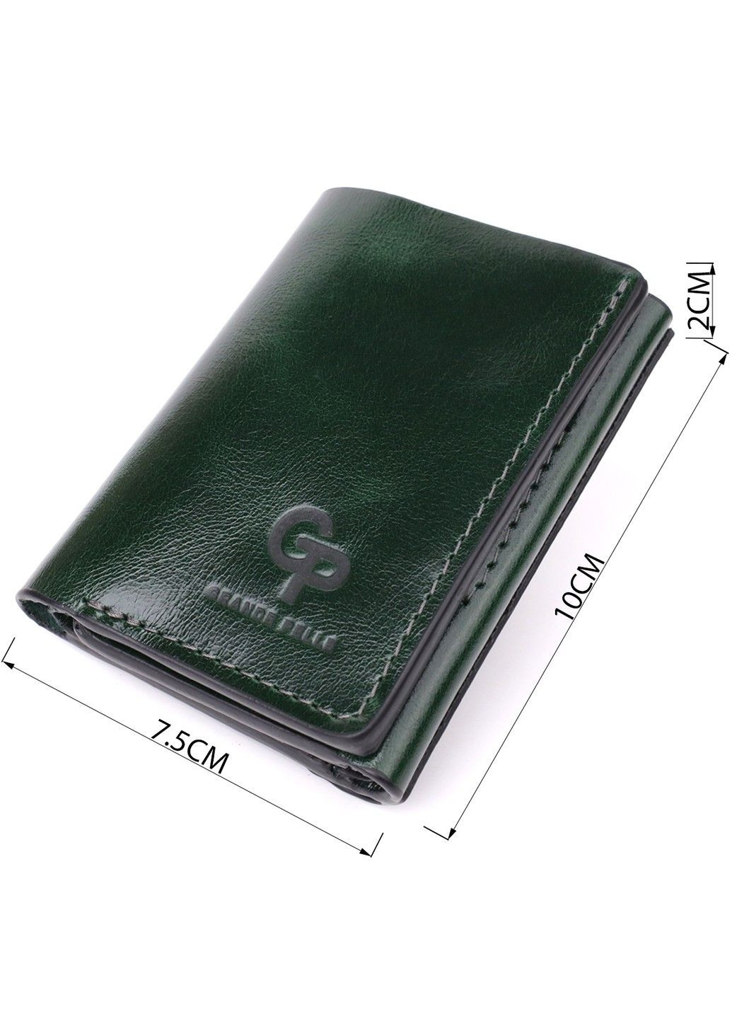 Отменный кошелек в три сложения из натуральной гладкой кожи 22944 Зеленый Grande Pelle (330642794)