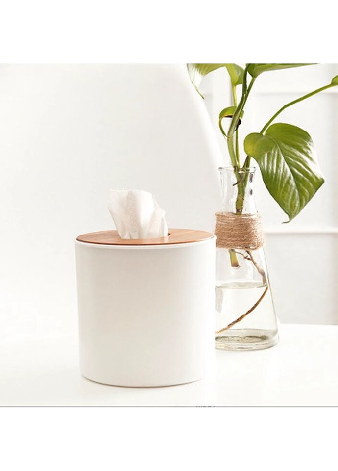 Диспенсер для серветок круглий 6454 13х13 см білий No Brand (324413608)