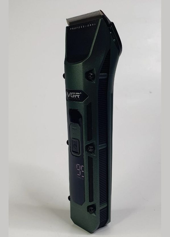 Машинка для стрижки волосся з цифровим дисплеєм та насадками акумуляторна 5 Вт зелений (2390000051) VGR V-696 (345562783)